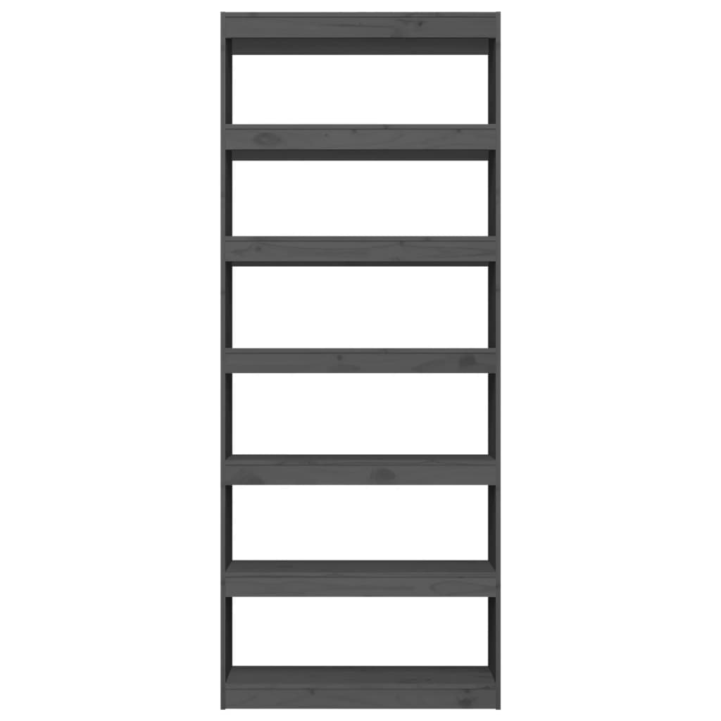 Bokhylla Grå Rumsavdelare 80x30x199,5 cm massiv furu