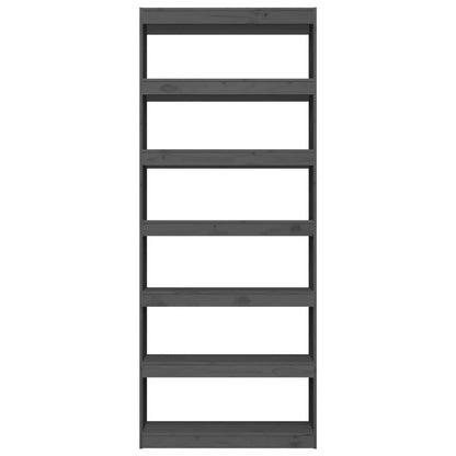 Bokhylla Grå Rumsavdelare 80x30x199,5 cm massiv furu