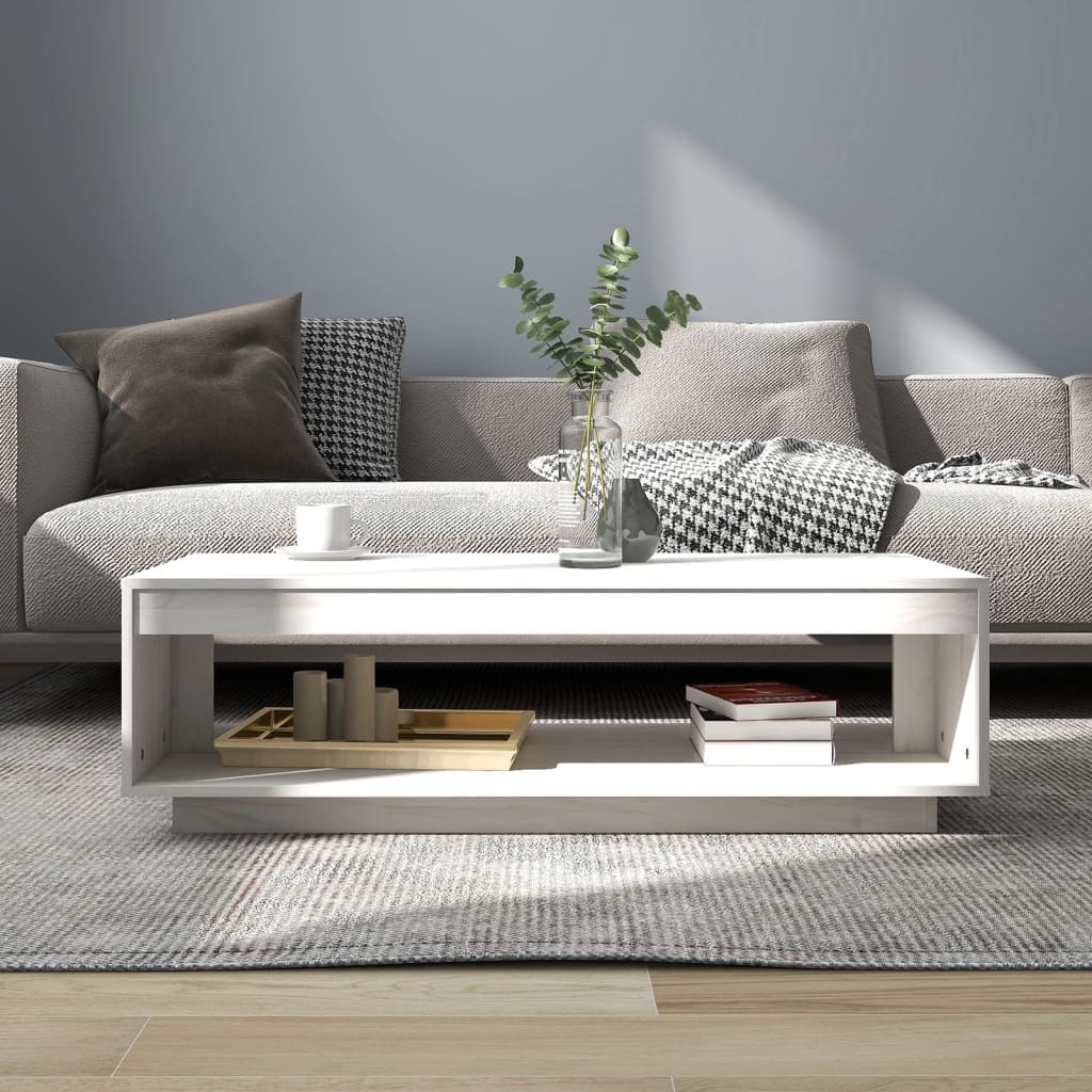 Soffbord Vit 110x50x33,5 cm massiv furu