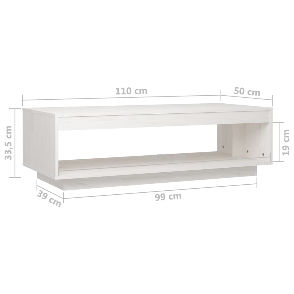 Soffbord Vit 110x50x33,5 cm massiv furu
