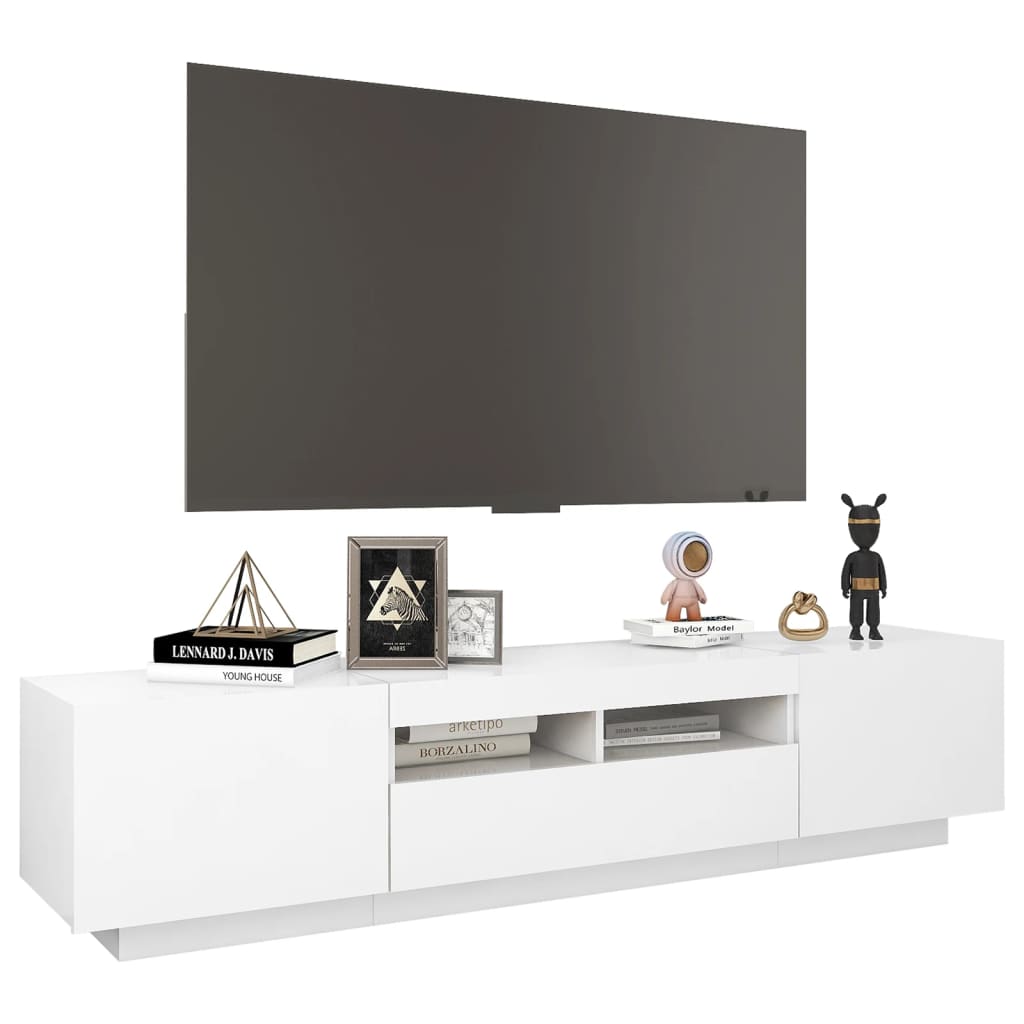 TV-Möbel Vit TV-Bänk LED 180x35x40 cm