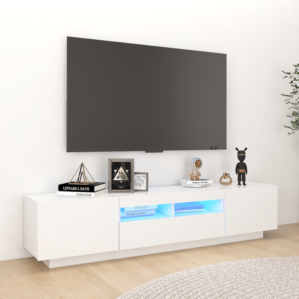 TV-Möbel Vit TV-Bänk LED 180x35x40 cm