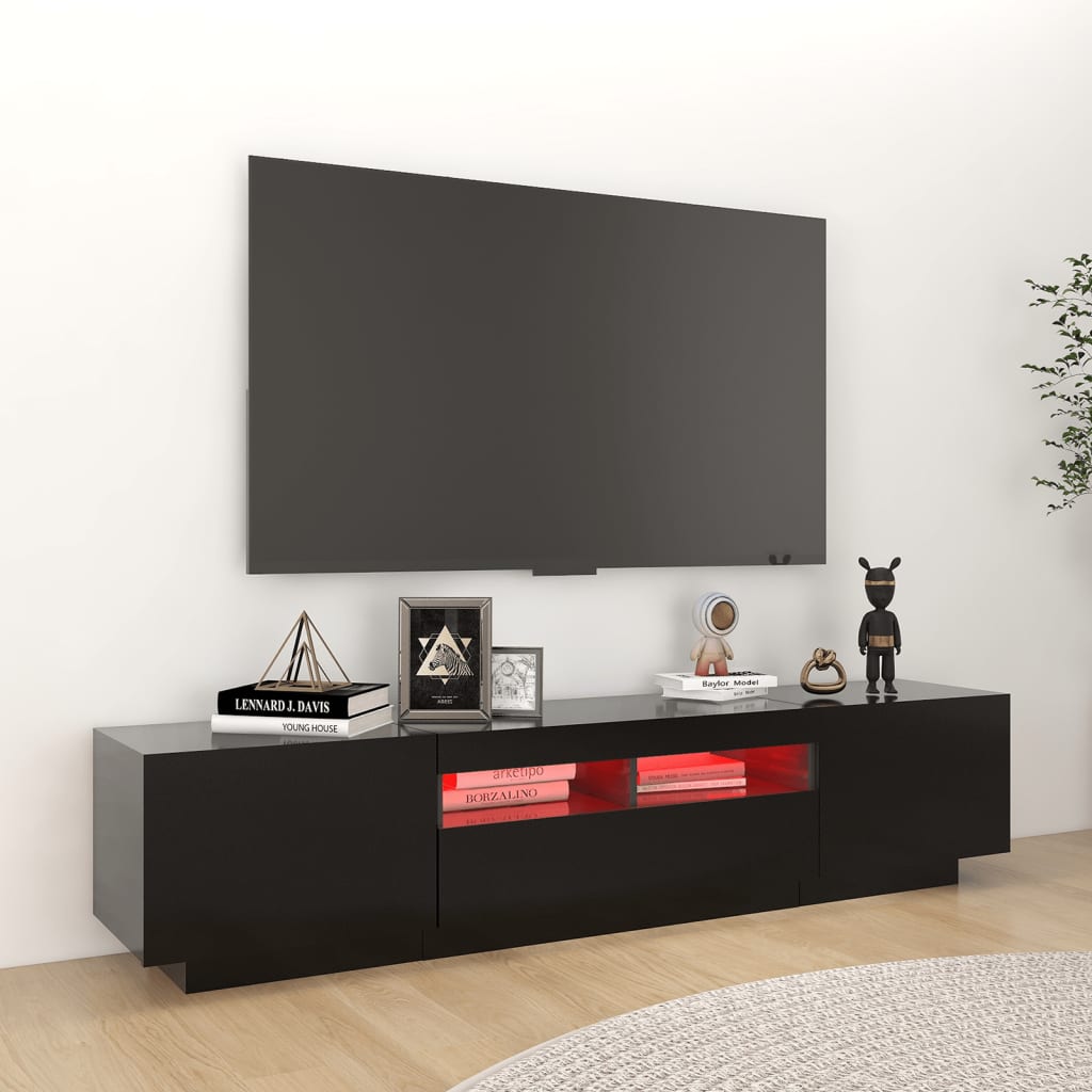 TV-Möbel Svart TV-Bänk LED 180x35x40 cm
