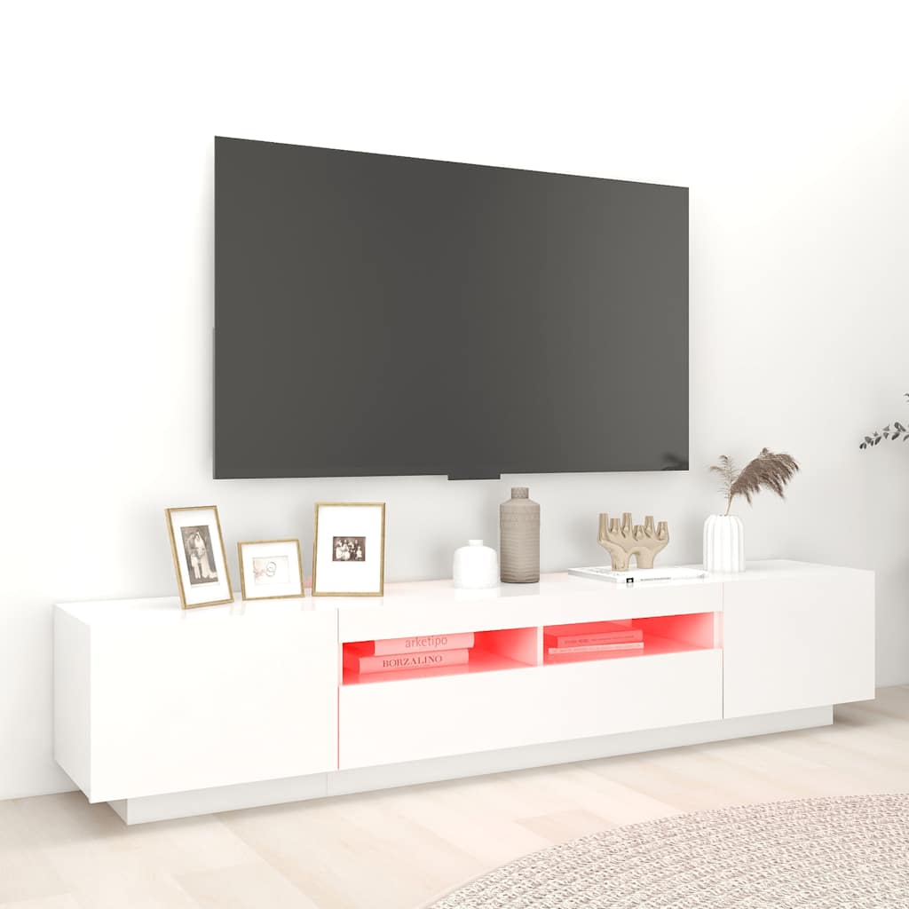 TV-Möbel Vit TV-Bänk LED 200x35x40 cm