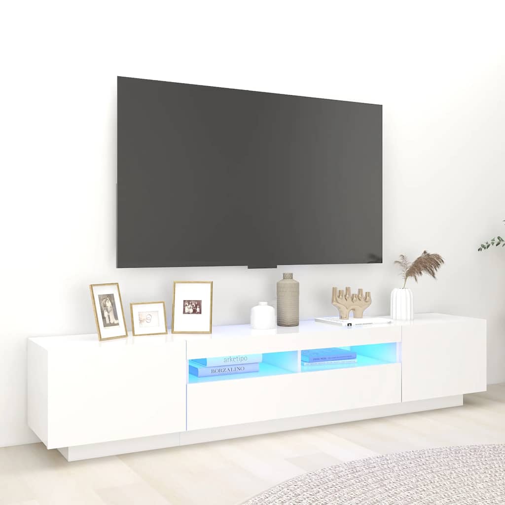 TV-Möbel Vit TV-Bänk LED 200x35x40 cm
