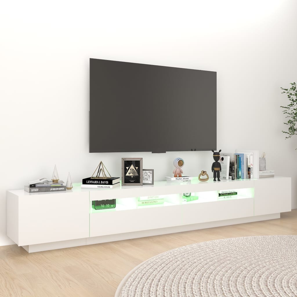 TV-Möbel Vit TV-Bänk LED 260x35x40 cm