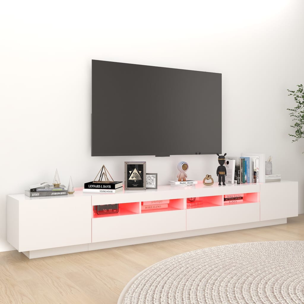 TV-Möbel Vit TV-Bänk LED 260x35x40 cm