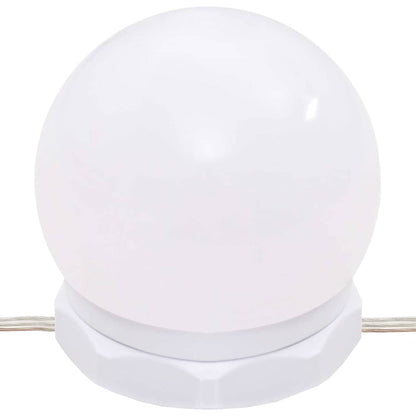 Sminkbord med LED vit högglans 74,5x40x141 cm