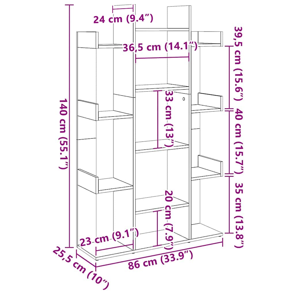 Bokhylla Vit 86x25,5x140 cm