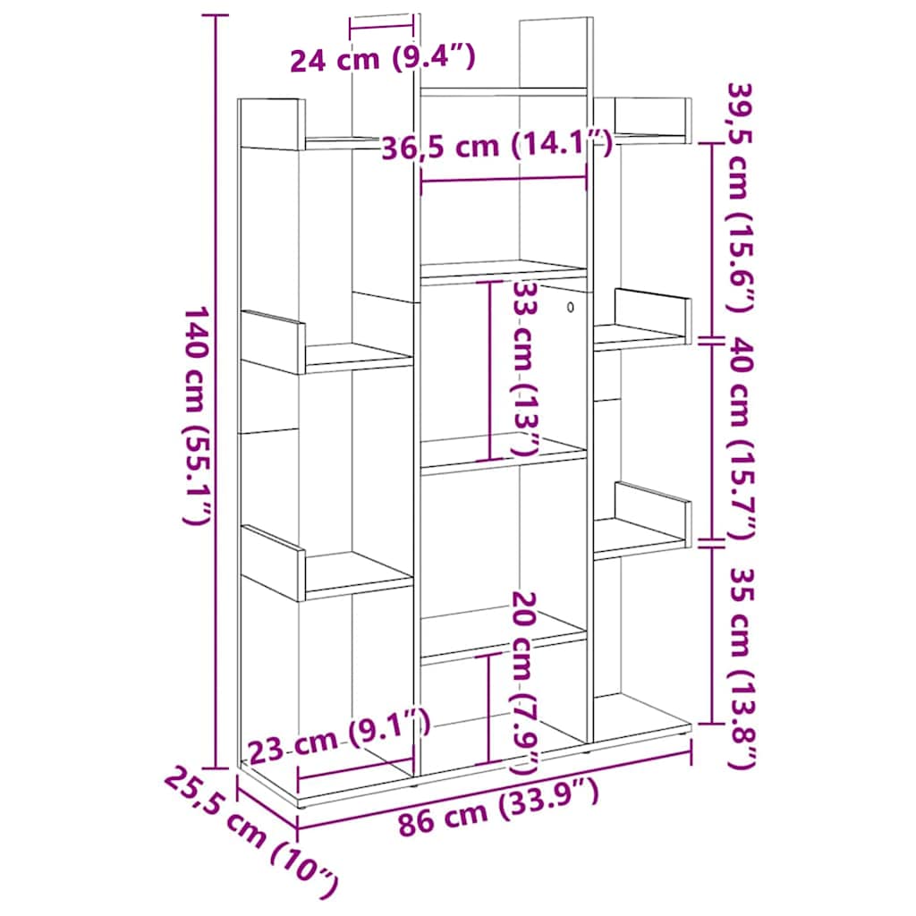 Bokhylla Svart 86x25,5x140 cm