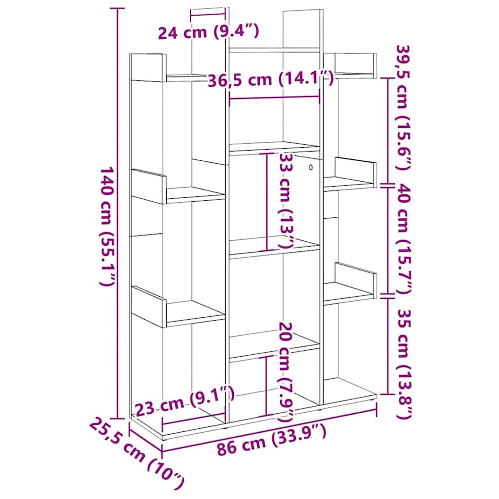 Bokhylla Sonoma Ek 86x25,5x140 cm