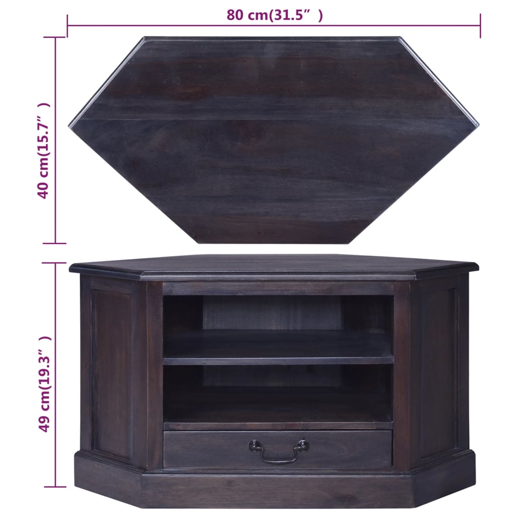 TV-Möbel Svart TV-Bänk för hörn 80x40x49 cm massiv mahogny