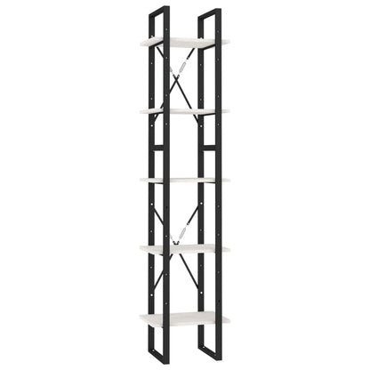 Bokhylla Svart Vit 5 hyllplan 40x30x175 cm massiv furu