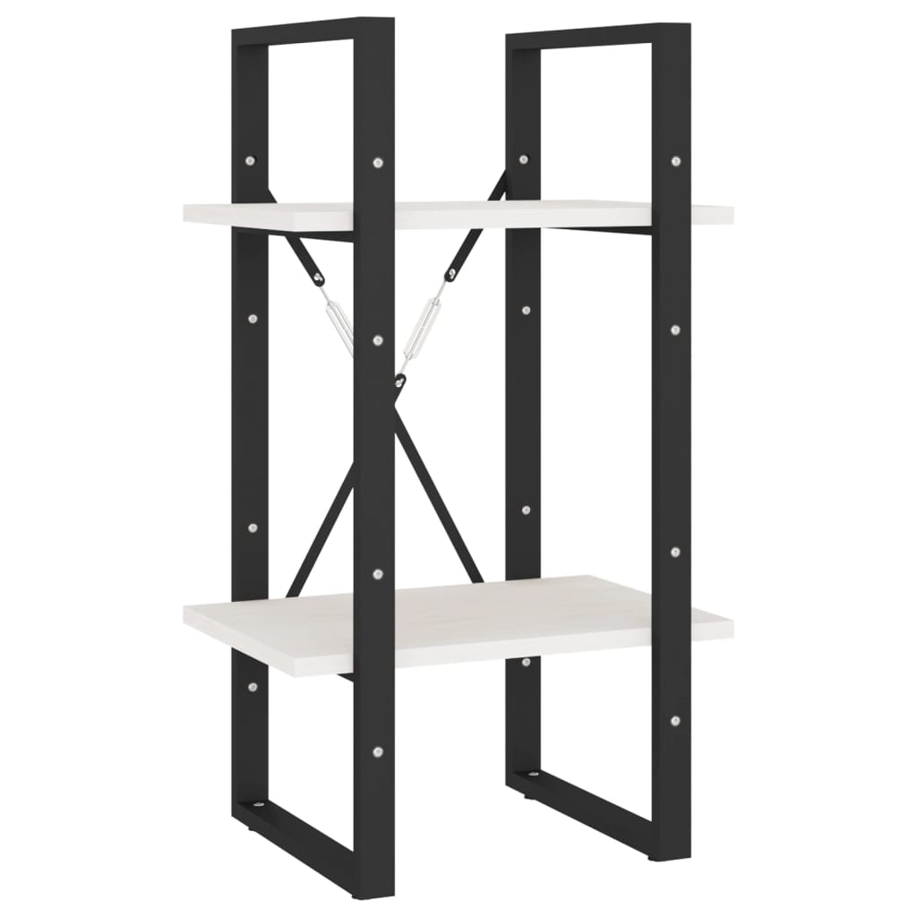 Bokhylla Svart Vit 5 hyllplan 40x30x175 cm massiv furu