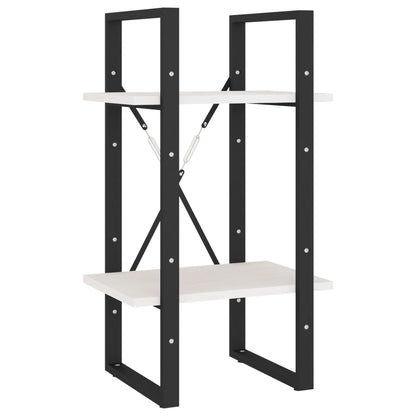 Bokhylla Svart Vit 5 hyllplan 40x30x175 cm massiv furu