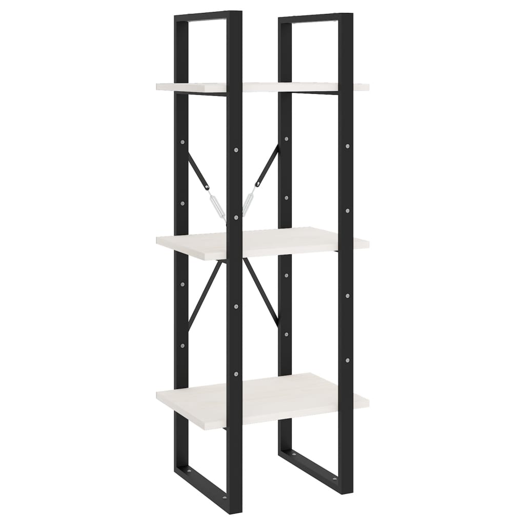 Bokhylla Svart Vit 5 hyllplan 40x30x175 cm massiv furu