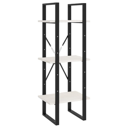 Bokhylla Svart Vit 5 hyllplan 40x30x175 cm massiv furu