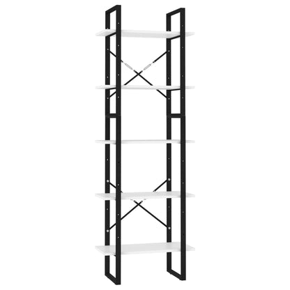 Bokhylla Svart Vit med 5 hyllplan 60x30x175 cm