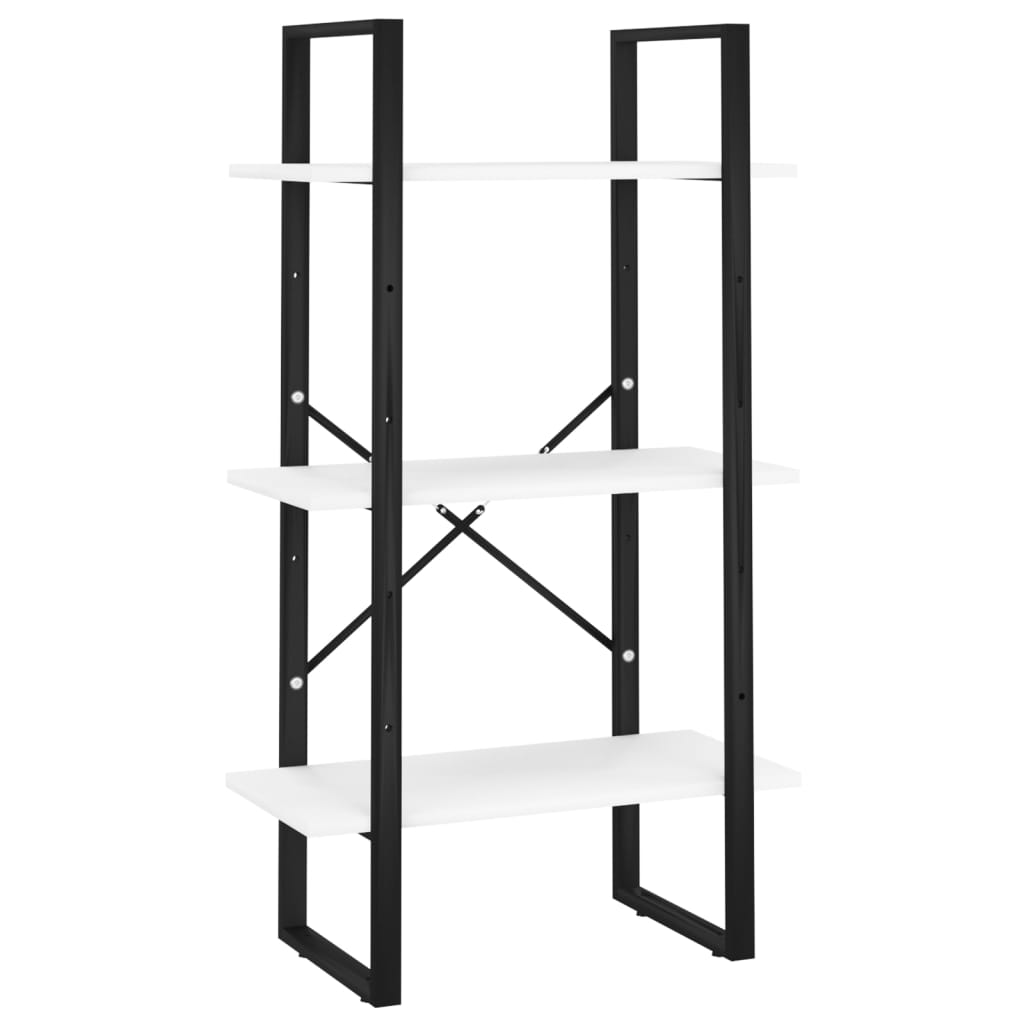 Bokhylla Svart Vit med 5 hyllplan 60x30x175 cm