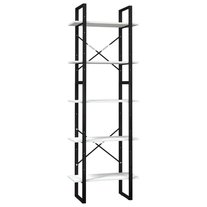 Bokhylla Svart Vit 5 hyllplan 60x30x175 cm massiv furu