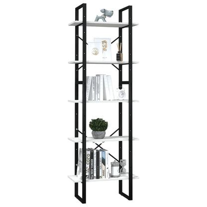 Bokhylla Svart Vit 5 hyllplan 60x30x175 cm massiv furu