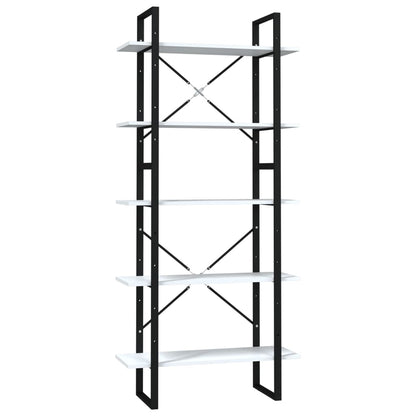 Bokhylla Svart Vit 5 hyllor 80x30x175 cm