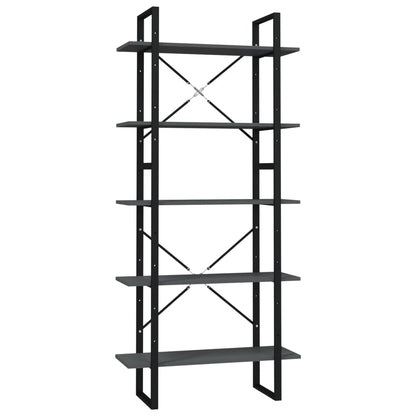 Bokhylla Grå 5 hyllor 80x30x175 cm