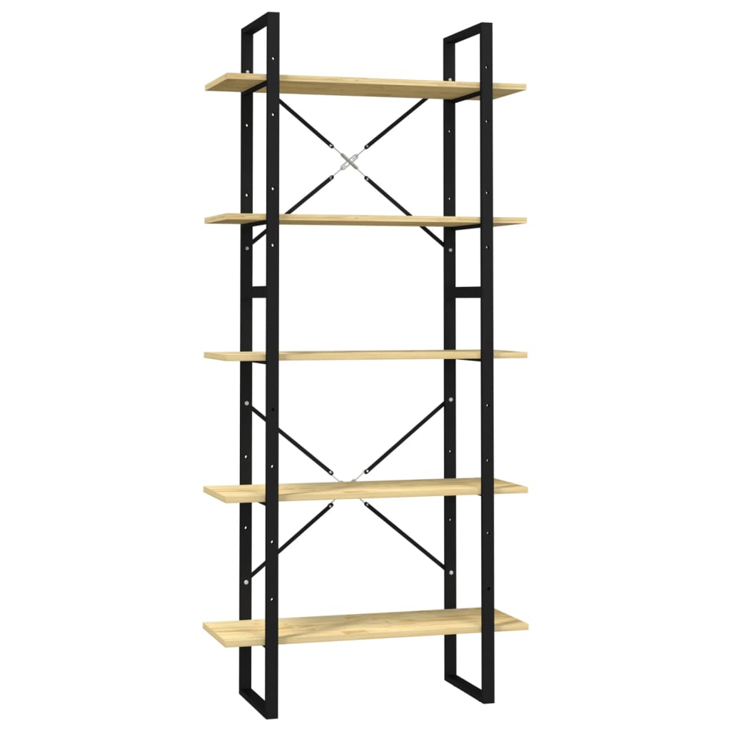 Bokhylla Trä 5 hyllplan 80x30x175 cm massiv furu