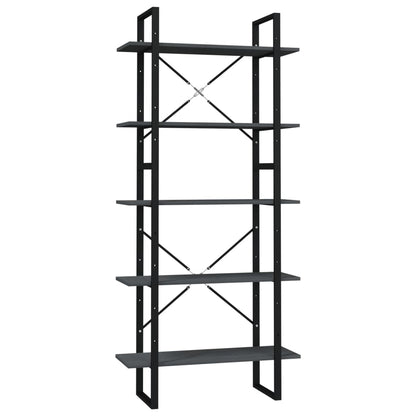 Bokhylla Grå 5 hyllplan 80x30x175 cm massiv furu