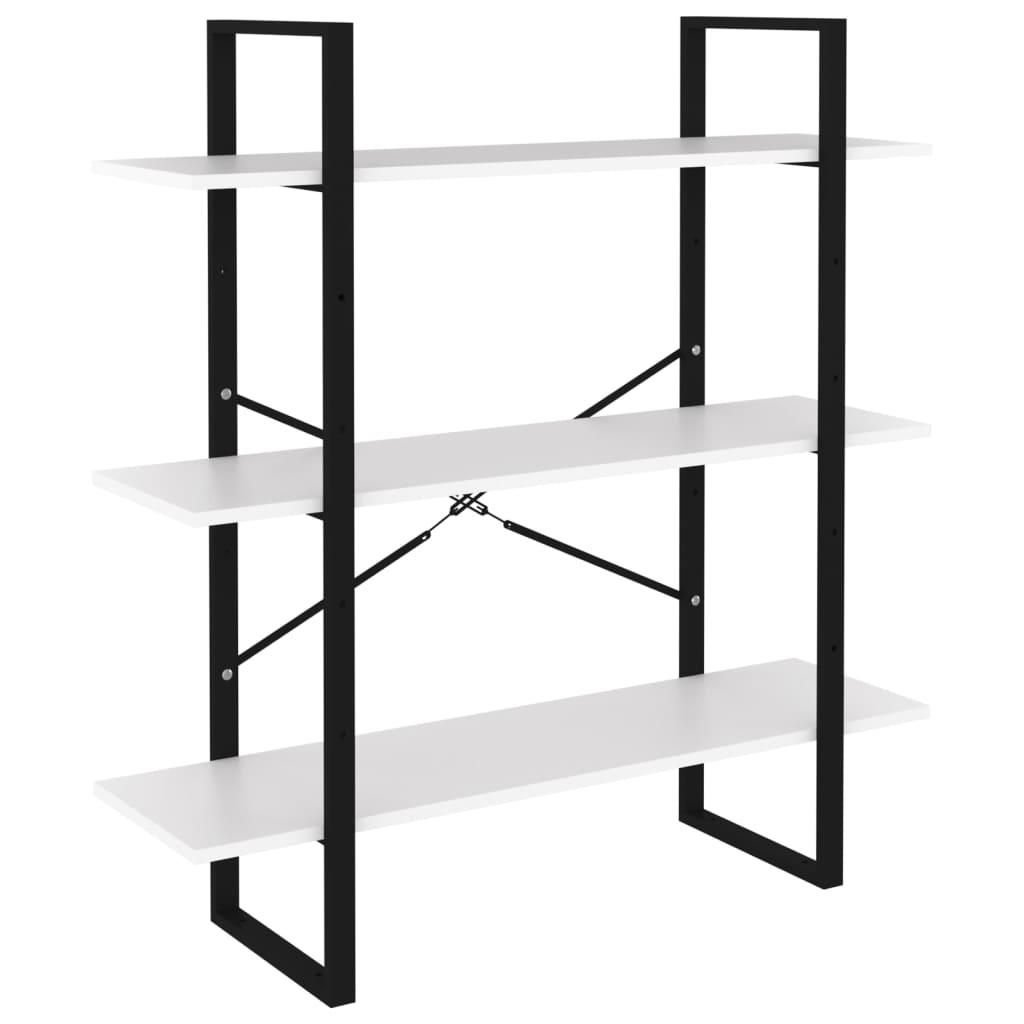 Bokhylla Svart Vit 5 hyllplan 100x30x175 cm