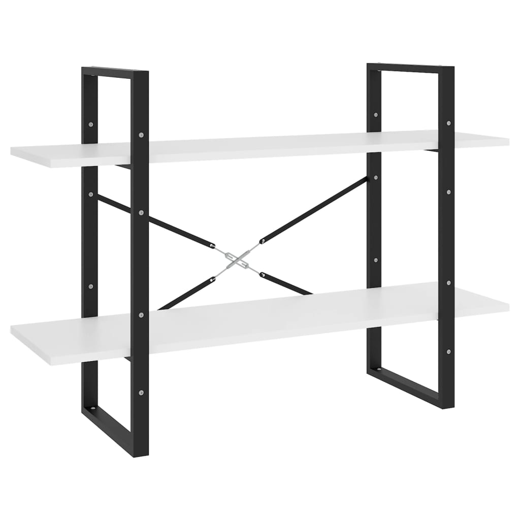 Bokhylla Svart Vit 5 hyllplan 100x30x175 cm