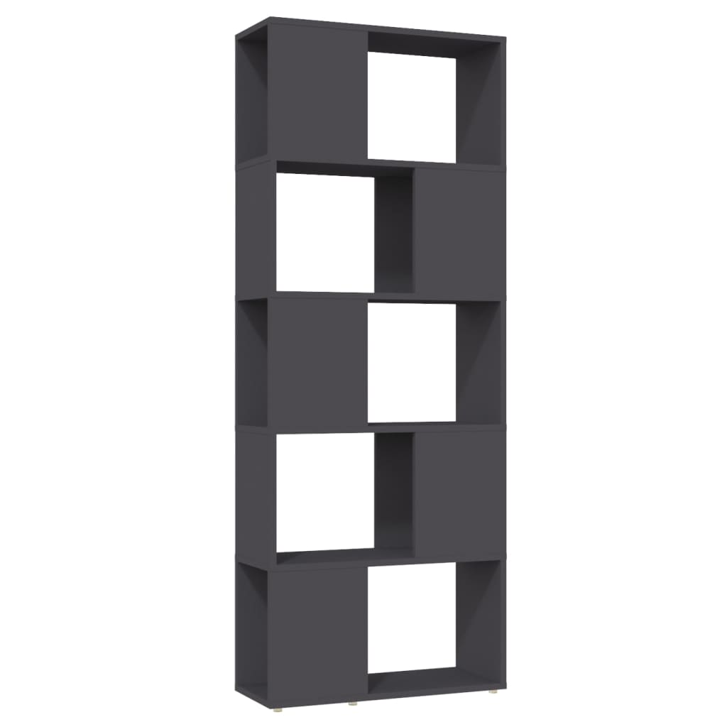 Bokhylla Grå Rumsavdelare 60x24x155 cm