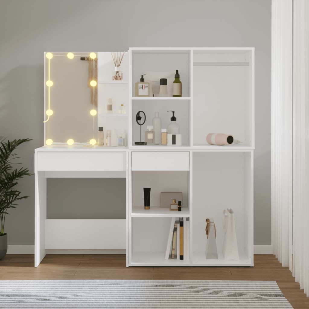 Sminkbord LED med 2 skåp Vit