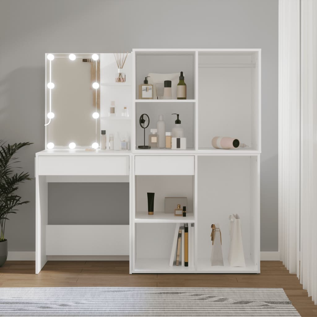 Sminkbord LED med 2 skåp Vit