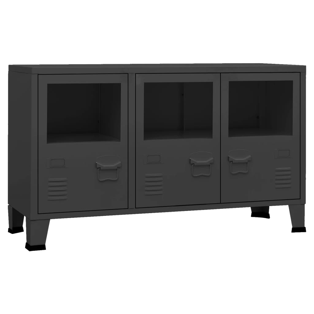 Skänk DIV. industriell Svart 105x35x62 cm metall och glas