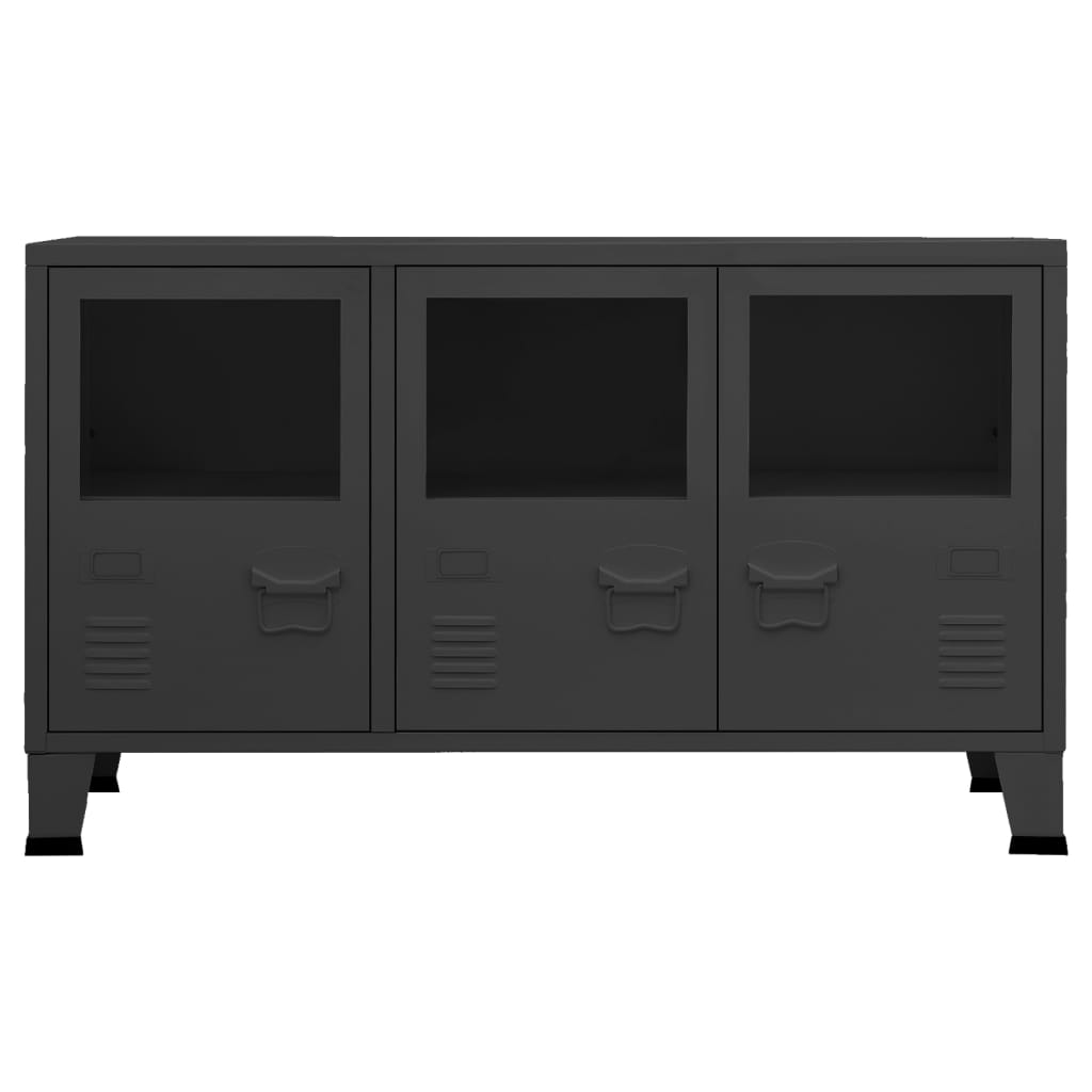 Skänk DIV. industriell Svart 105x35x62 cm metall och glas