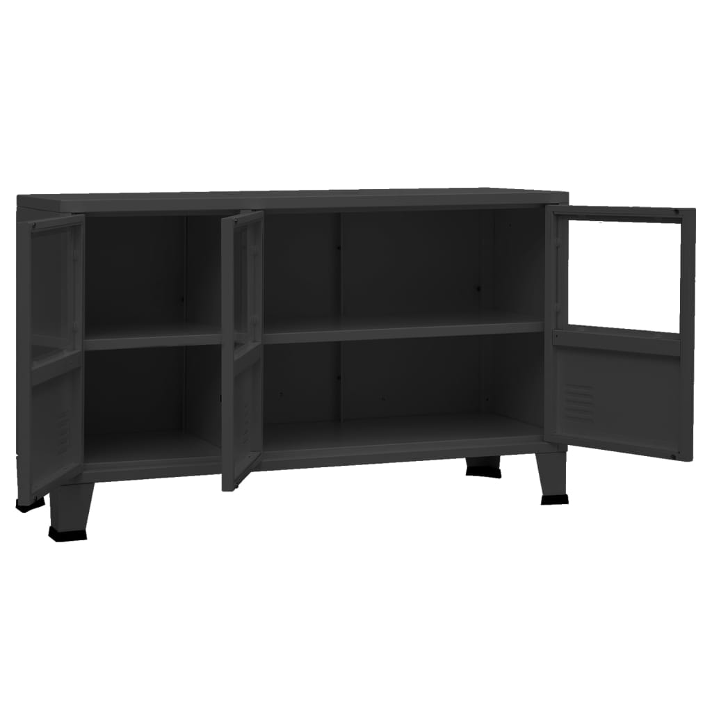 Skänk DIV. industriell Svart 105x35x62 cm metall och glas