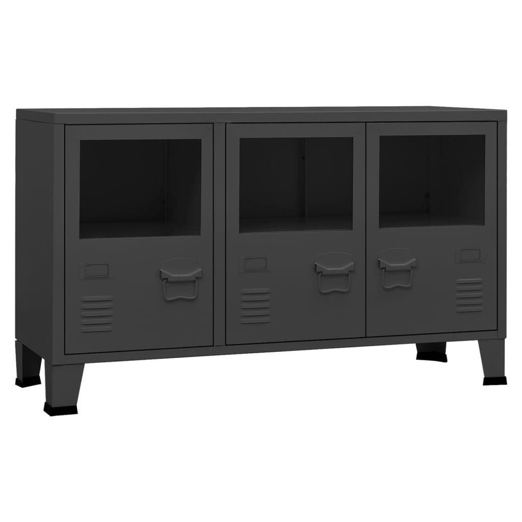 Skänk DIV. industriell antracit 105x35x62 cm metall och glas