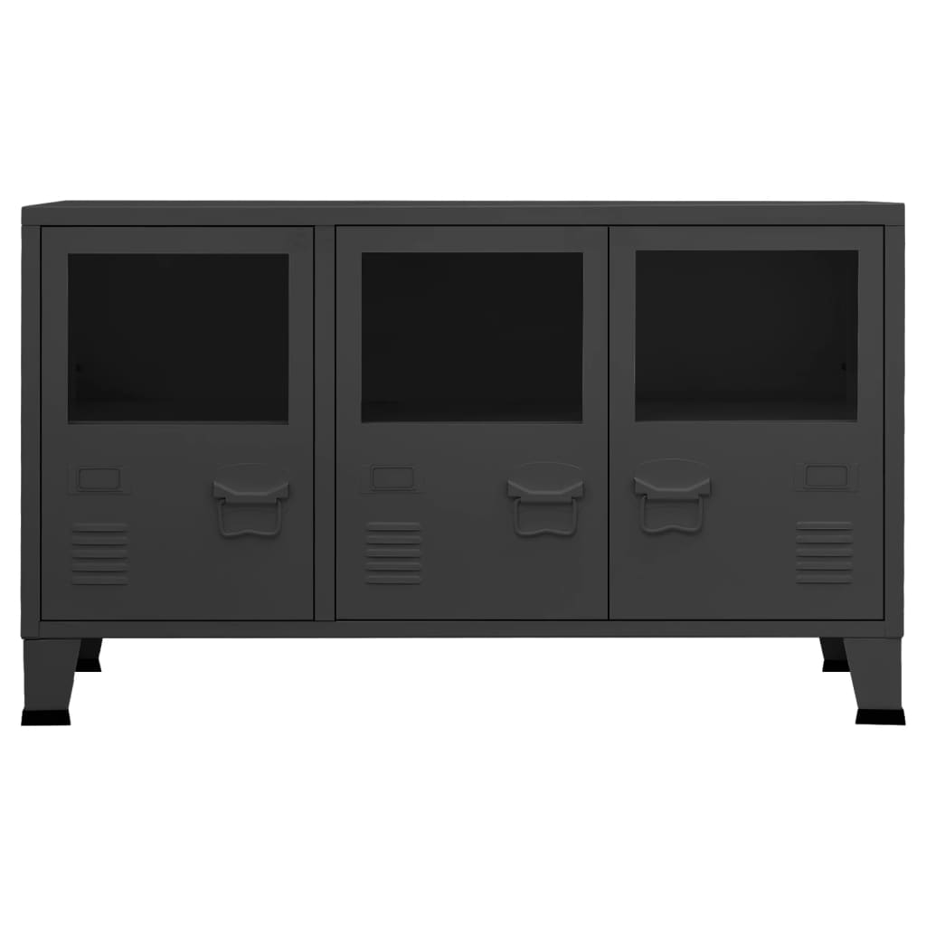 Skänk DIV. industriell antracit 105x35x62 cm metall och glas
