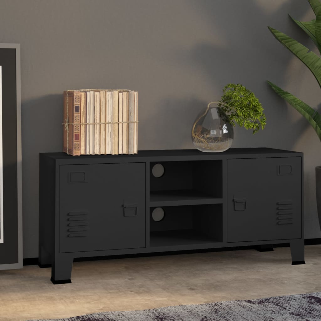 TV-Möbel DIV. Industriell TV-Bänk Svart 105x35x42 cm metall