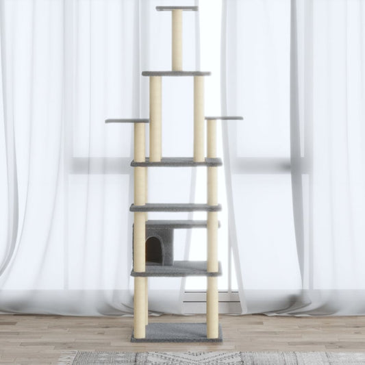 Kattmöbel Klösträd med sisalpelare ljusGrå 183 cm