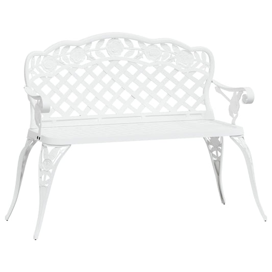 Trädgårdsbänk Metall 108 cm gjuten aluminium vit