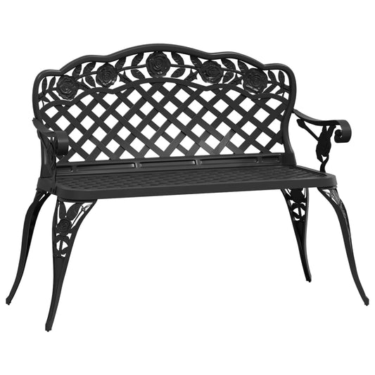 Trädgårdsbänk Metall 108 cm gjuten aluminium svart