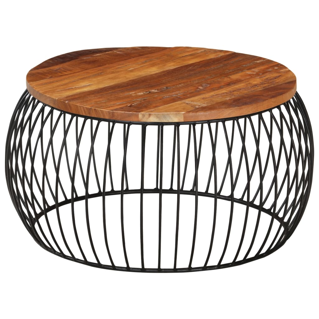 Soffbord Trä Ø68 cm massivt återvunnet trä