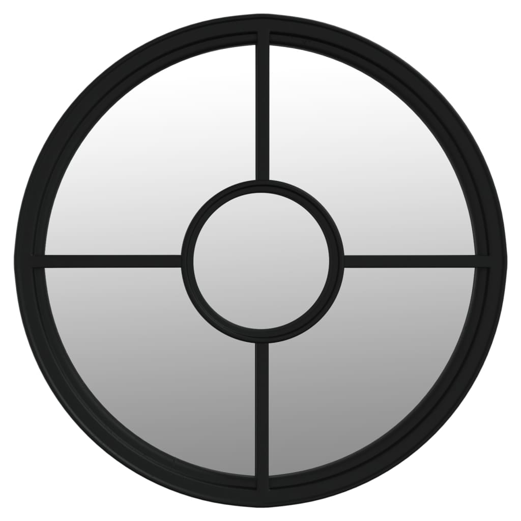 Väggspegel Svart 60x4 cm rund järn