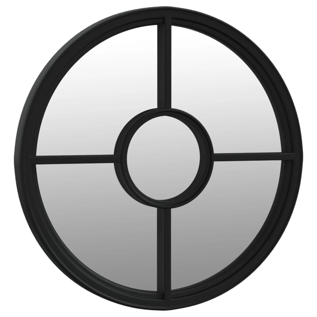 Väggspegel Svart 60x4 cm rund järn