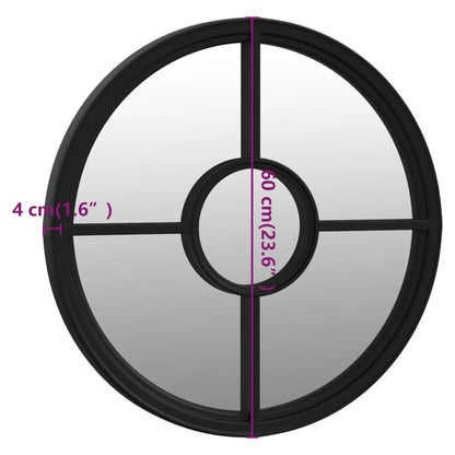 Väggspegel Svart 60x4 cm rund järn