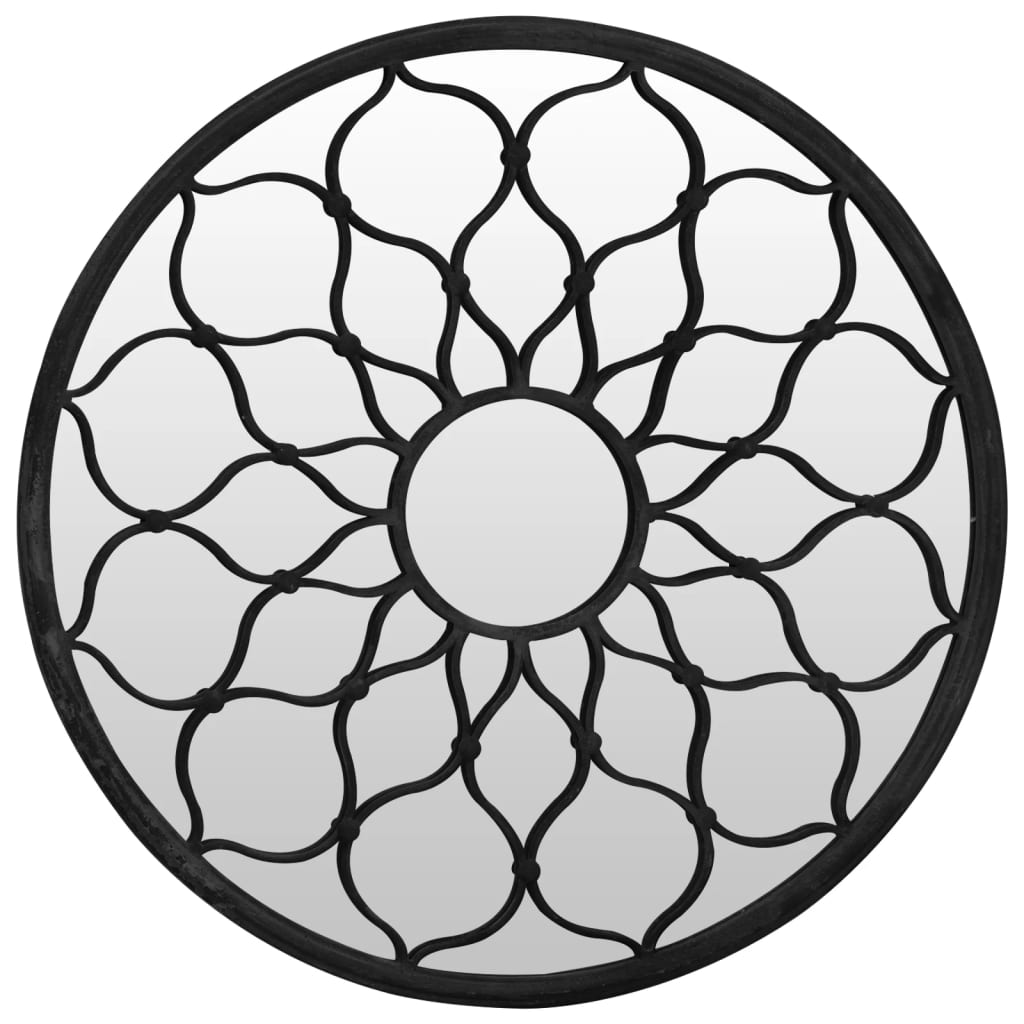 Väggspegel Svart 40x3 cm rund järn