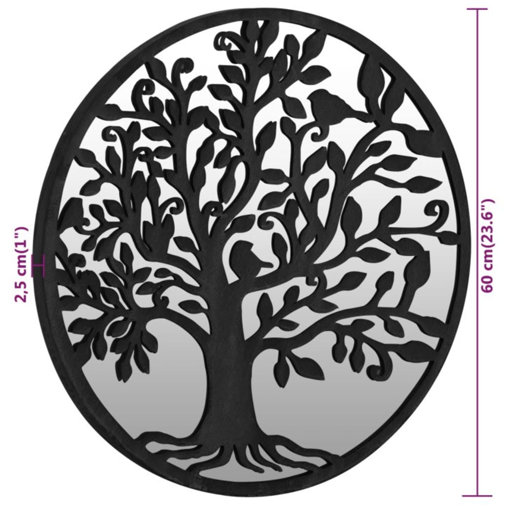 Väggspegel Svart 60x2,5 cm rund järn