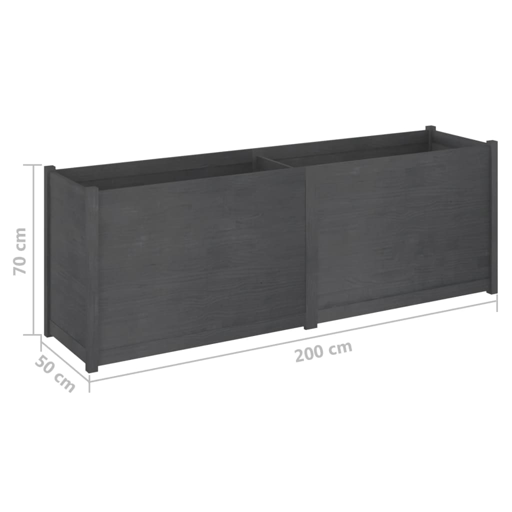 Odlingslåda grå 200x50x70 cm massiv furu